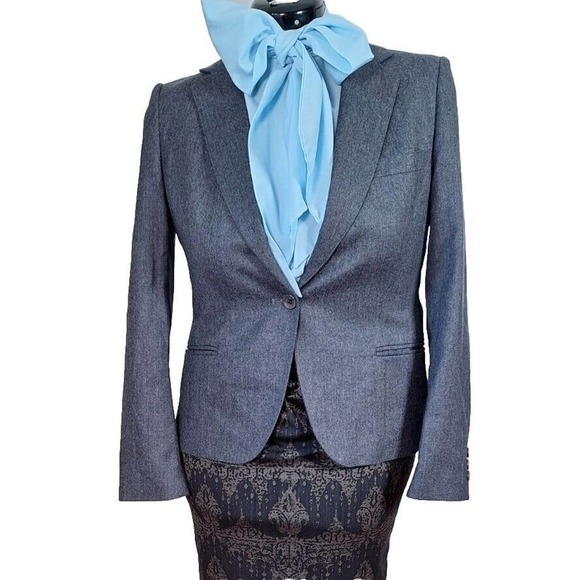 Vintage 70s/80s Gray Wool Blazer Jacket Women's Medium - Picture 2 of 7